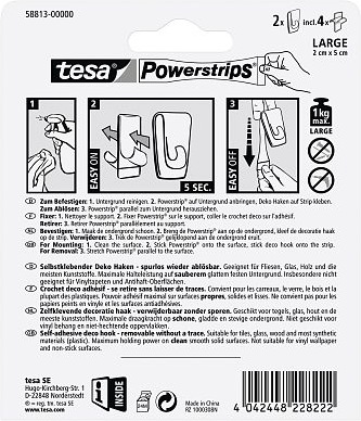 Produktbild tesa Powerstrips Transparent Deko Haken LARGE
