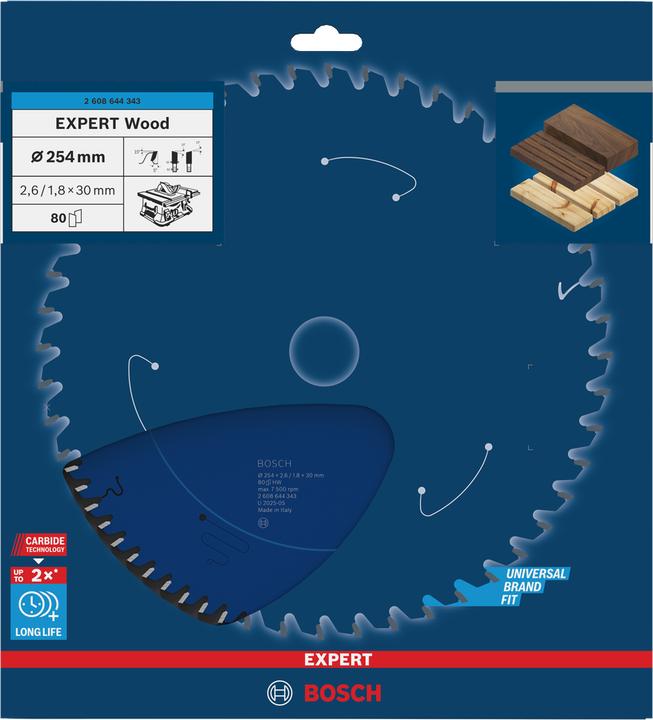 Actual product image Bosch Professional Zubehör Circular saw blade Expert for Wood, 254 x 30 x 2.6 mm, 80