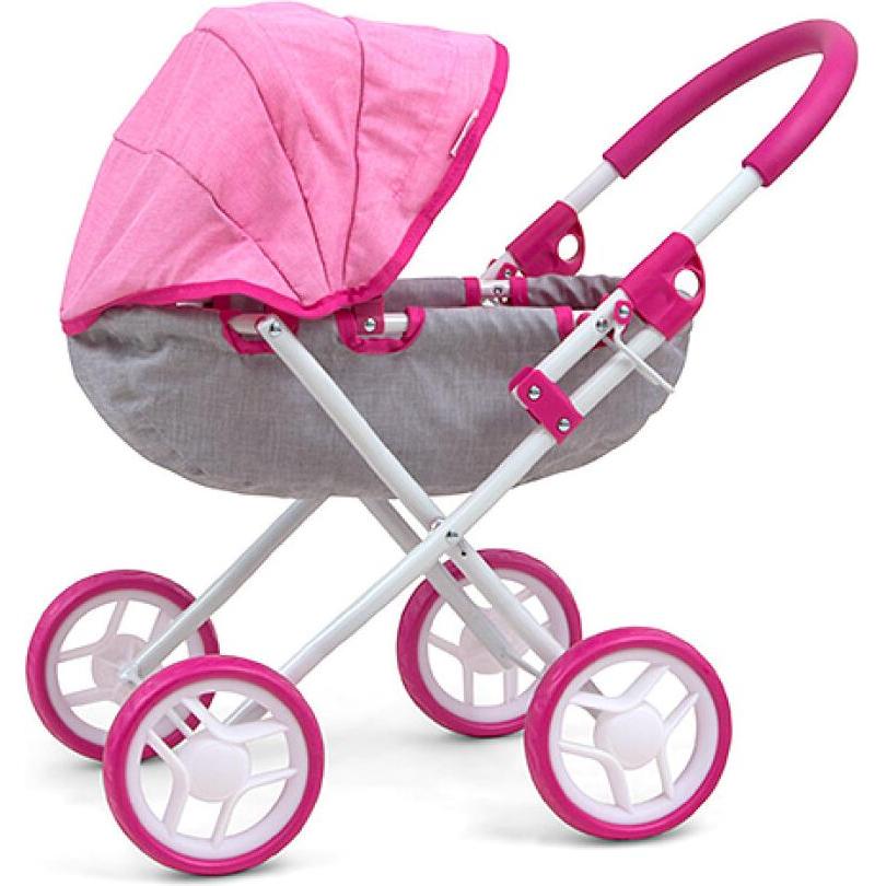 Mally Bianco/Grigio/Rosa Carrozzina Per Bambole L2