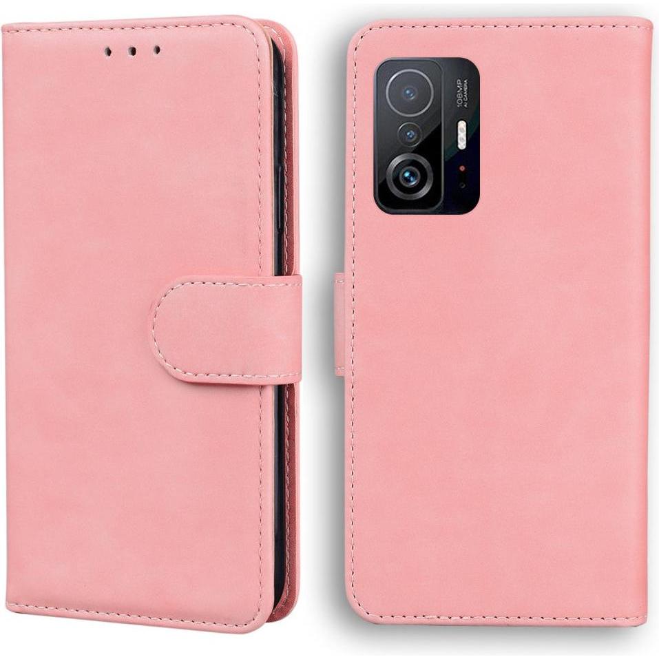 Cover-Discount Xiaomi 11T - Leder Etui Hülle rosa (Xiaomi 11T, Xiaomi 11T Pro), Smartphone Hülle, Rosa