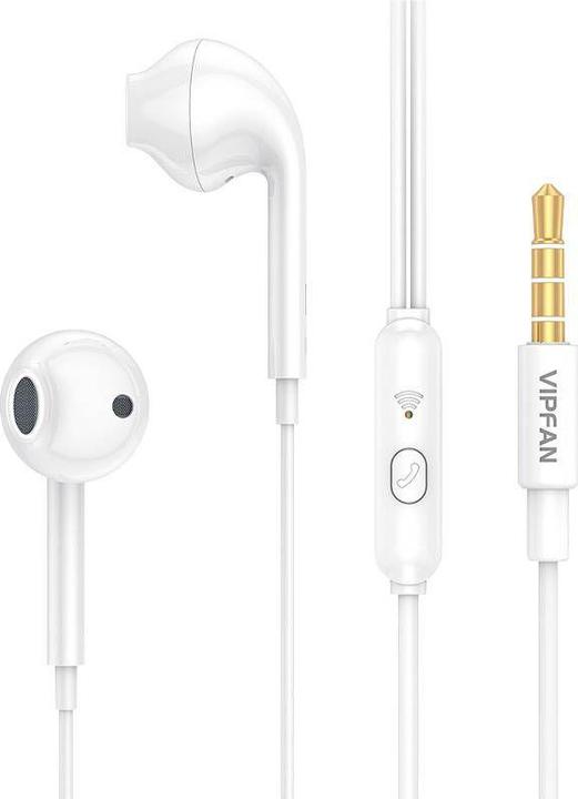 Actual product image Vipfan M15 wired in-ear headphones, 3.5mm jack, 1m (white) (Cable)