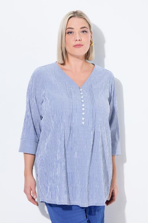 Actual product image Ulla Popken Textured Stripe Pintuck Blouse (68)