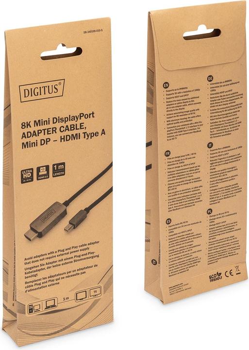 Image du produit Digitus Mini DisplayPort - HDMI (1 m, DisplayPort, HDMI, 2.1)