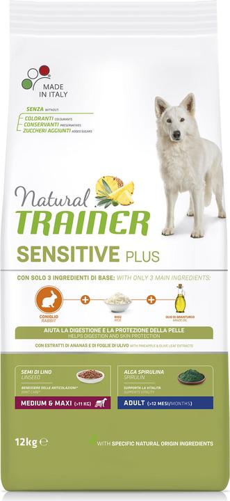 Immagine prodotto Natural Trainer Cibo per cani Sensitive Plus Medium & Maxi Adult Rabbit (Adulto, 12000 g)