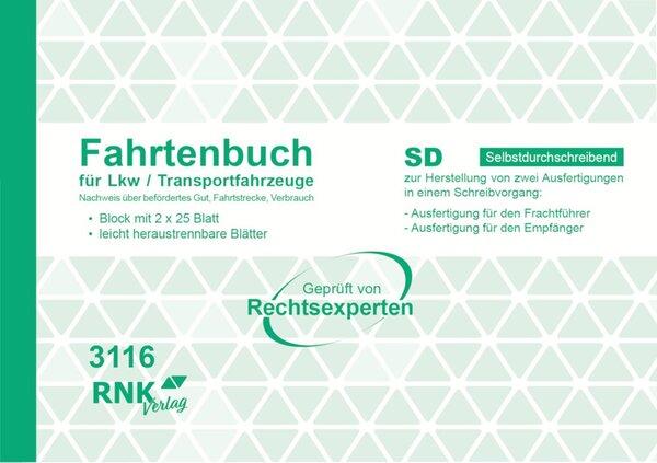 Produktbild Rnk Verlag Fahrtenbuch, Lkw mit Kraftstoffverbrauch Formularbuch 3116 (50 x)