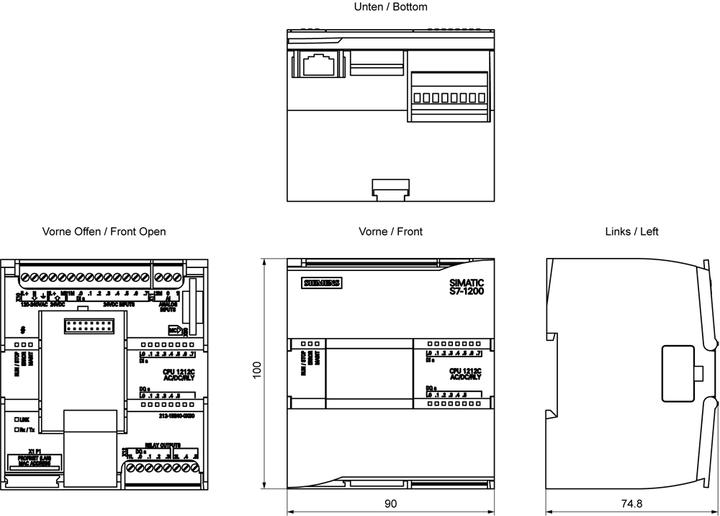 Produktbild Siemens SIMATIC S7-1200 CPU 1212C, AC/DC/Relay