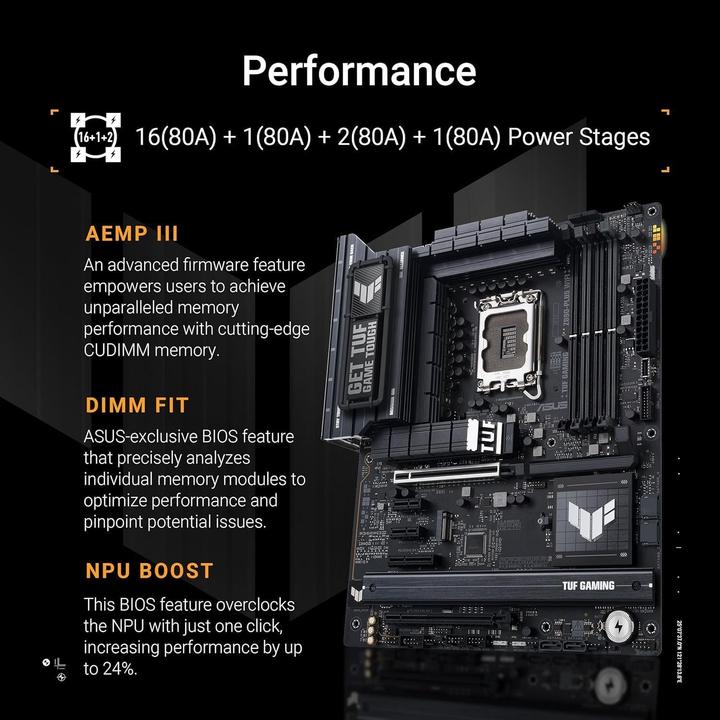Produktbild ASUS TUF GAMING Z890-PLUS WIFI (LGA 1851, Intel Z890, ATX)