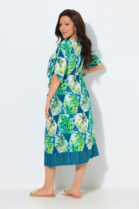 Actual product image Ulla Popken Patchwork Palm Tree Print Kaftan (58, 60, 62)
