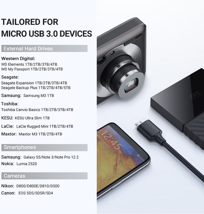 Productafbeelding Ugreen USB-C naar USB Micro B (1 m, USB 3.2 Gen 1)