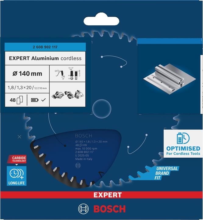 Actual product image Bosch Professional Zubehör EXPERT Aluminium Kreissägeblatt, 140x20 mm, T48