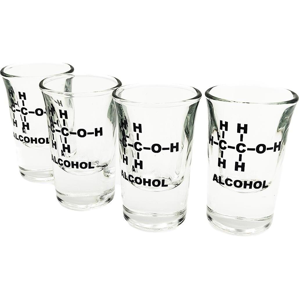 Mad Monkey - Shotgläser mit Alkohol-Formel 4 Stk., Cocktailgläser, Transparent