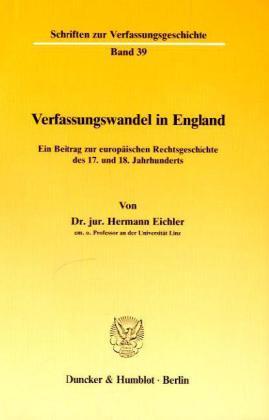 Produktbild Verfassungswandel in England. (Deutsch, Hermann Eichler, 1988)