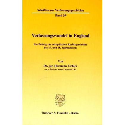 Verfassungswandel in England., Fachbücher von Hermann Eichler