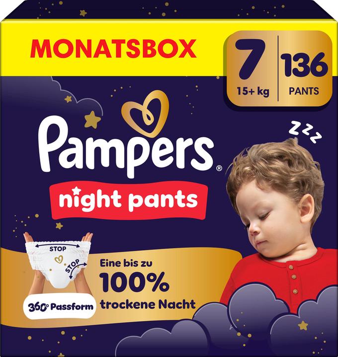 Pampers Night Pants (Dimensione 7, Pacco mensile, 136 pz.)