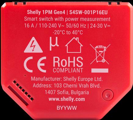 Image du produit Shelly 1PM Gen4 (Actionneur de commutation)