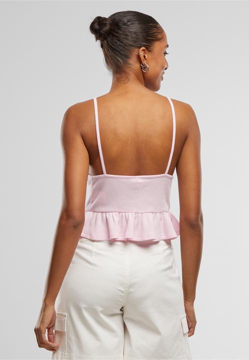 Produktbild Urban Classics Ladies Waffle Pique Ruffle Top - 137877 (XS)