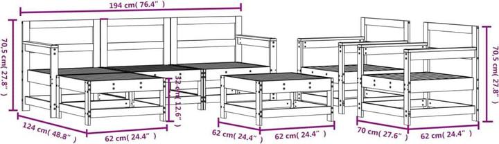 Actual product image vidaXL 7-tlg. Garten-Lounge-Set Kiefernholz Imprägniert,Material