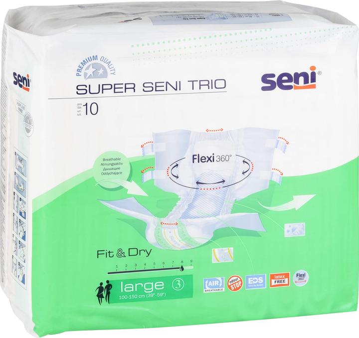 Produktbild Seni Trio Windelhosen L atmungsaktiv Hüftumfang 100-150cm 8 Tropfen (10 x, Large)
