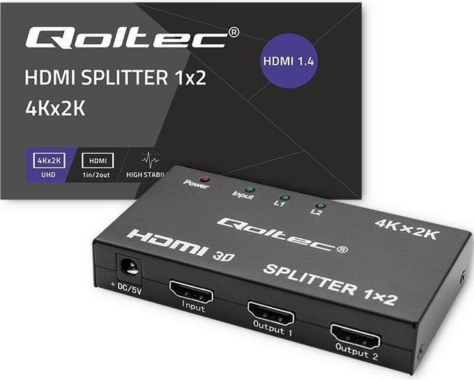Produktbild Qoltec 51796 Aktiver HDMI-Splitter 2 x HDMI 4K x 2K | 3 4 Gbit/s