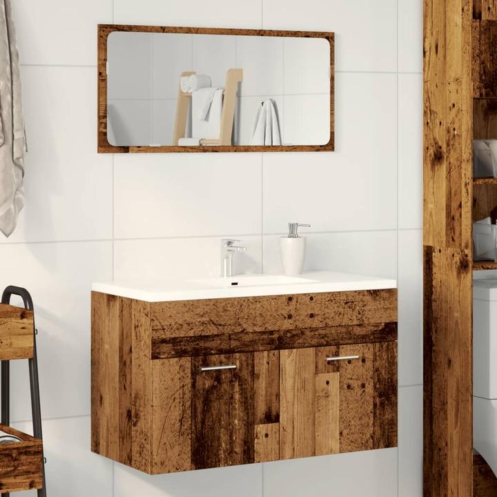 Produktbild VidaXL Waschbeckenunterschrank Unterschrank Badschrank Wandmontage Altholz-Optik