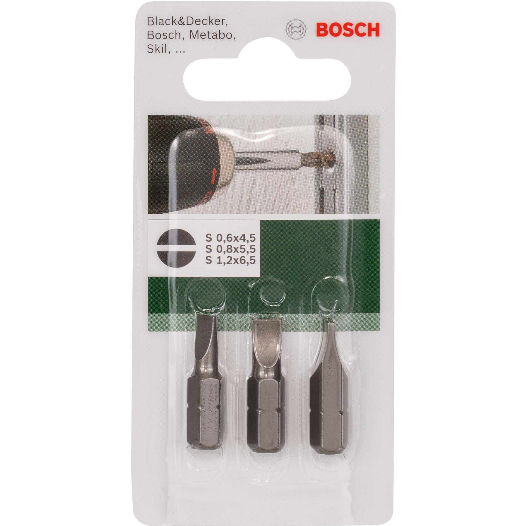 Thumbnail - Bosch Zubehör, Bits, 3tlg. Schrauberbit-Set Standard für Längsschlitzschrauben (S) (6.5mm, 4.5 mm, 5.5 mm)