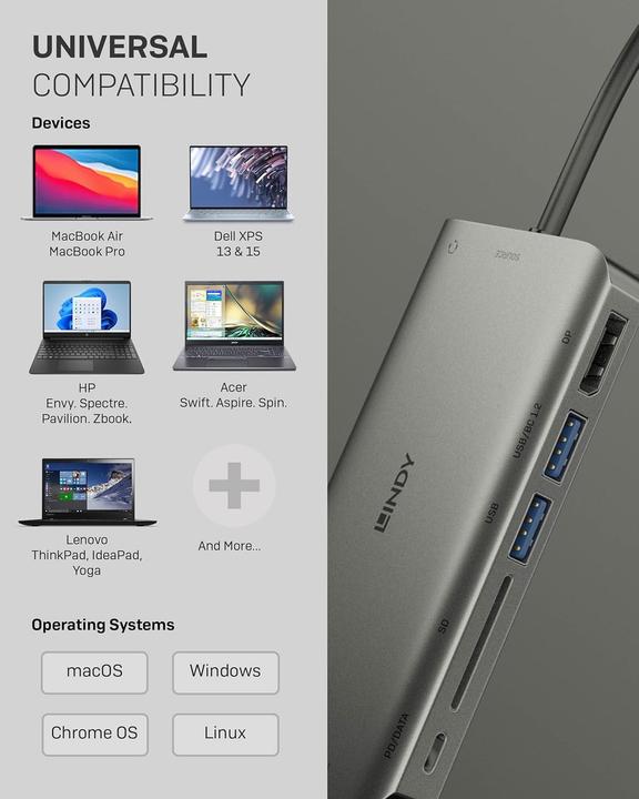 Produktbild Lindy DST-Mini XT (USB-C, 8 Ports)