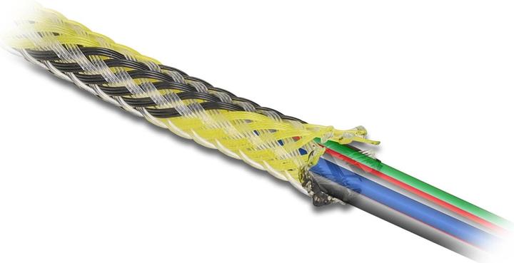 Actual product image Delock Braided hose stretchable 2 m x 6 mm black-yellow (Cable conduit, 200 cm)