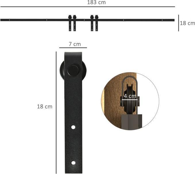 Immagine prodotto Swisshandel24 Sistema di porte scorrevoli Binario di scorrimento Ferramenta per porte doppie in legno Accessori