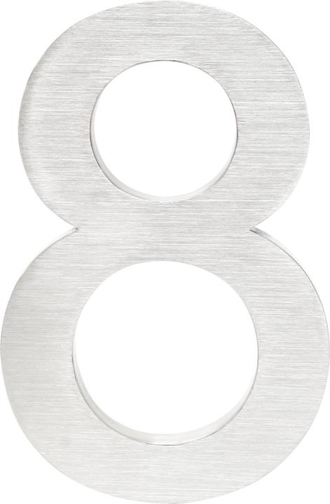 Produktbild Wiltec Hausnummer 8 Edelstahl Hausnummer modern 3D-Design rostfrei