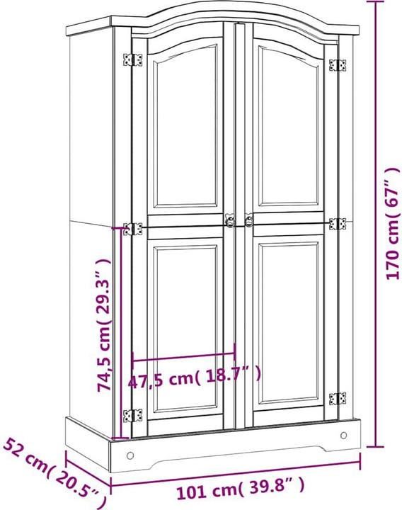 Actual product image vidaXL Kleiderschrank (52 x 52 x 170 cm)