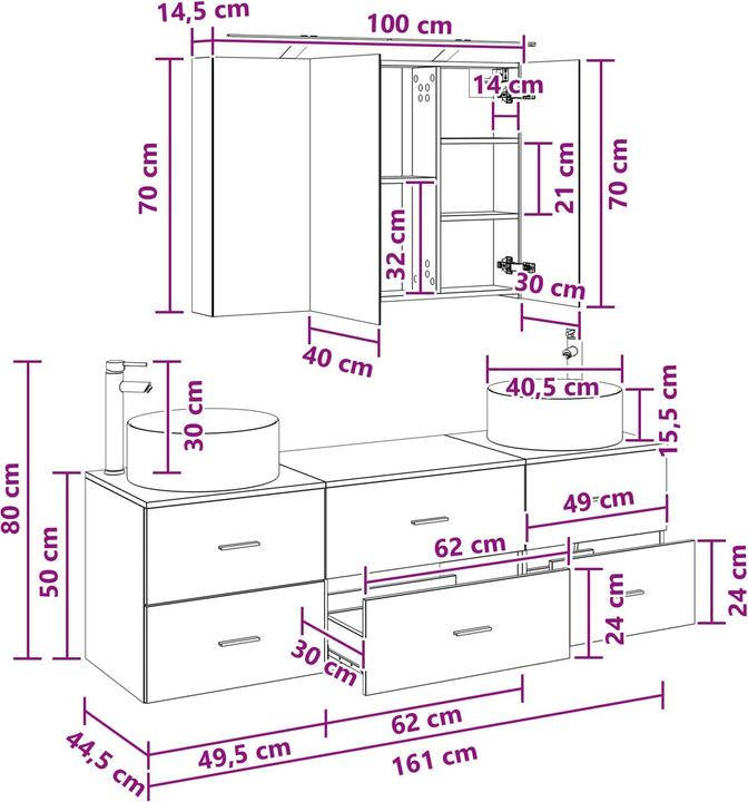 Produktbild vidaXL Badezimmermöbel-Set