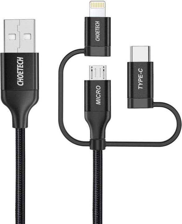 Produktbild Choetech 3in1 MFI cable USB - USB Type C (1.20 m, USB 2.0)