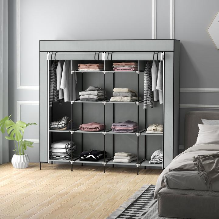 Image du produit Homcom Armoire en tissu avec portes à fermeture éclair (166 x 42.5 x 169.5 cm)