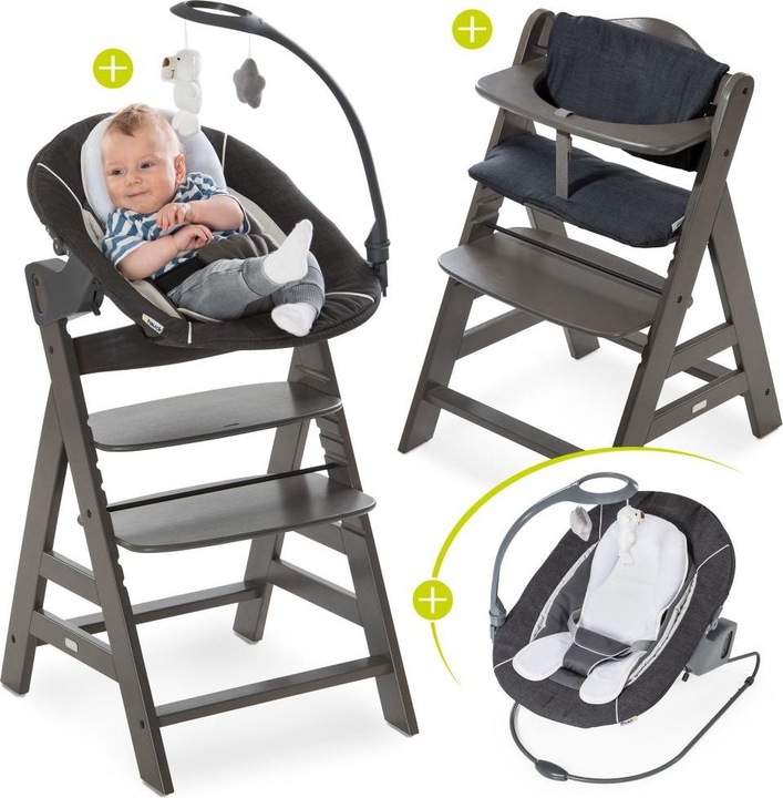 Produktbild Hauck Hochstühle Alpha Charcoal Selectline Newborn Set Deluxe - 4-tlg. (Hochstuhl)