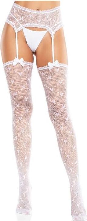 Actual product image Leg Avenue - Heart Stockings With Garters White