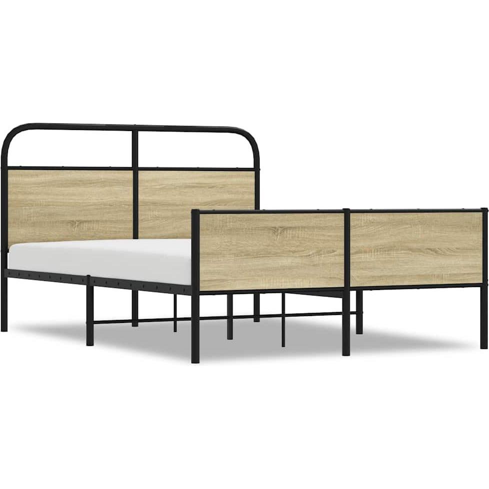 Thumbnail - VidaXL, Bett, Bettgestell ohne Matratze 135x190 cm Sonoma-Eiche Holzwerkstoff (135 x 190 cm)