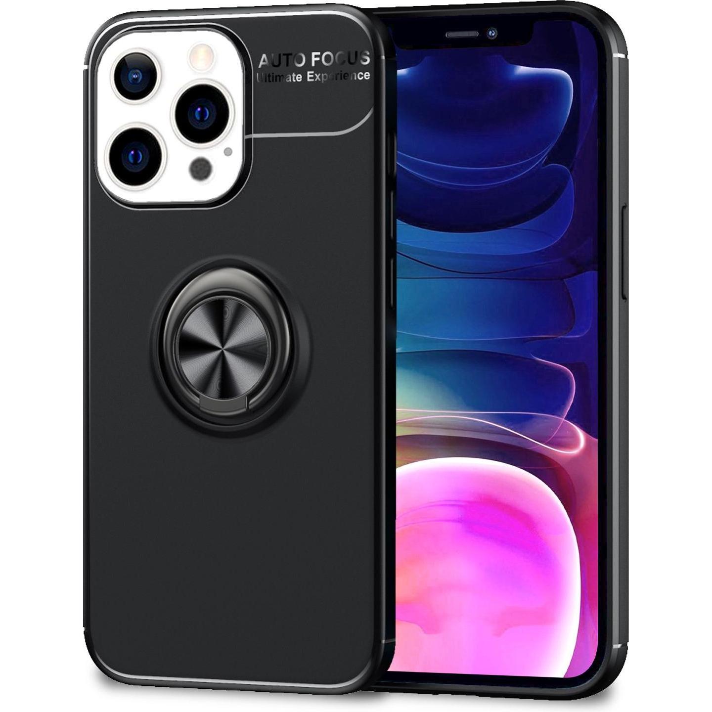 Nalia Ring Silikon Handyhülle (Apple iPhone 13 Pro Max), Smartphone Hülle, Schwarz