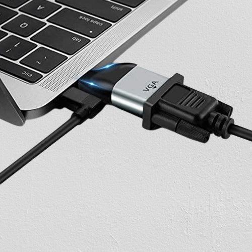 Produktbild Hermex USB-C zu VGA Adapter Kabelmonitor Übermittler 1080p 60Hz m/w (USB Typ-C, VGA, 3.33 cm)