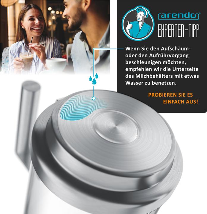 Actual product image Arendo Milk frother 600 W, 6 functions, removable heat-resistant glass attachment, Quiet, Power-saving (25 cl)