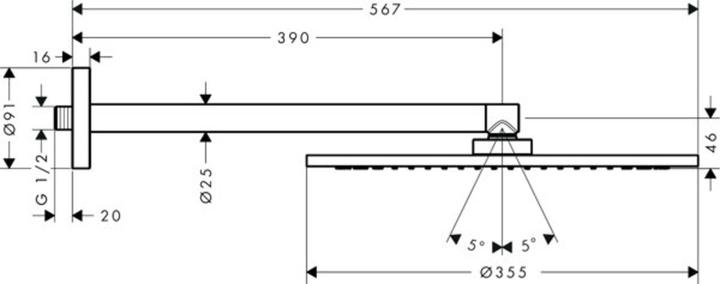 Actual product image Axor ShowerSolutions head shower 350 1jet, shower arm (1 Beam types, 26 l/min)