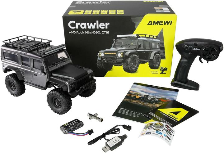 Produktbild Amewi RC Crawler Mini-D90 AMXRock 4WD 1:16 RTR grau (RTR Ready-to-Run)