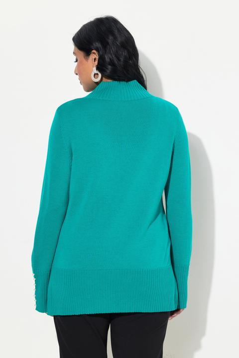 Immagine prodotto Ulla Popken Pullover, Woll-Seidenmischung, Stehkragen, Zierperlen (42, 44)