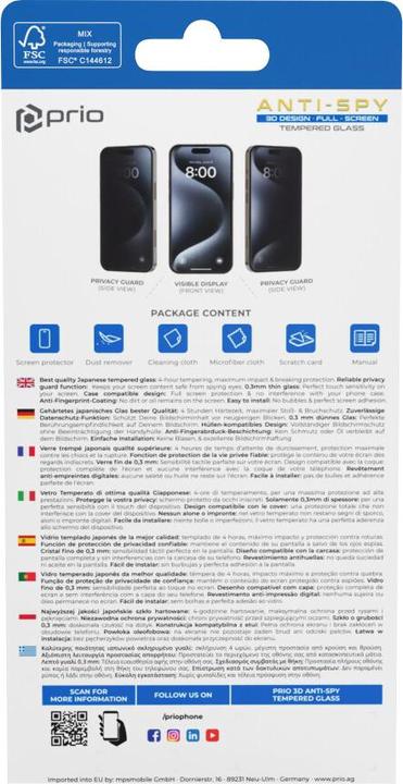 Actual product image prio 3D Anti-Spy Tempered Glass für Samsung S25 schwarz (1 Piece, Samsung Galaxy S25)