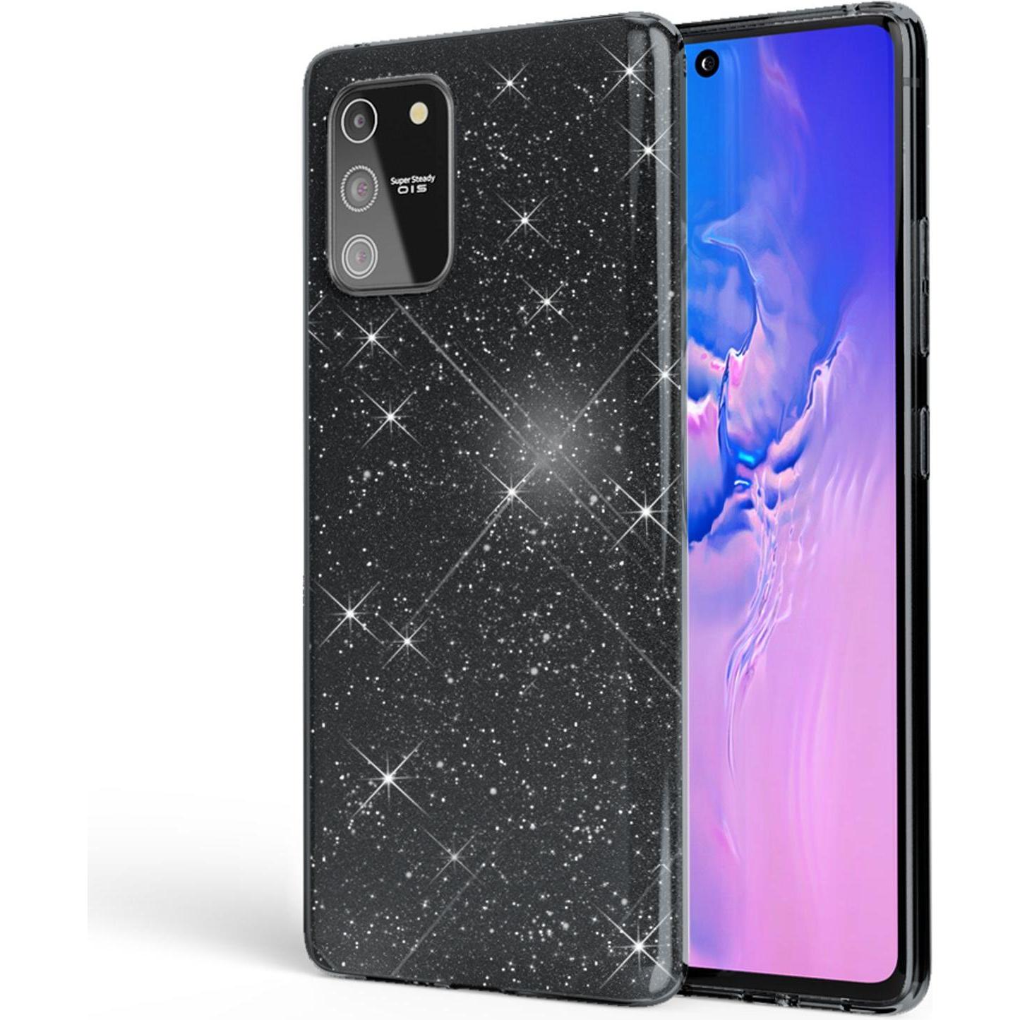 Nalia Glitzer Hülle (Samsung Galaxy S10 Lite), Smartphone Hülle, Schwarz