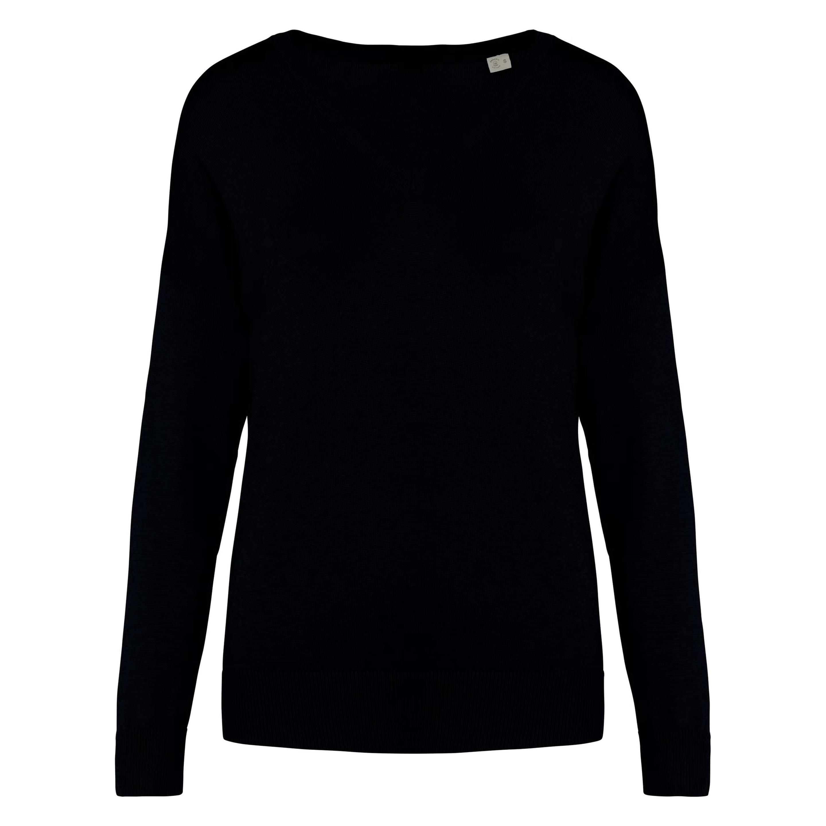 Spasso, Damen, Pullover, Pull Col V Umweltfreundlich Aus Lyocell Für Damen, Schwarz, (L)