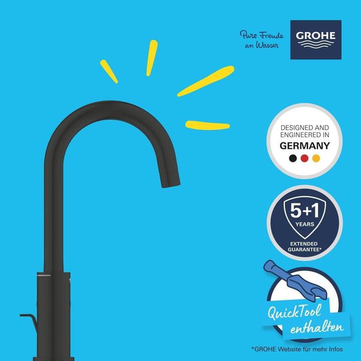 Produktbild Grohe Start QuickFix Lavaboarmatur L-Size, Zugstange, inkl. 3-in-1 Tool, wassersparend, mattschwarz