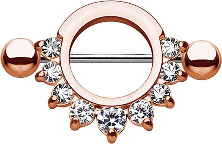 Immagine prodotto Star Piercing Barbell rund mit 9 Kristallen rosegold (senza ottone, Acciaio chirurgico 316L)