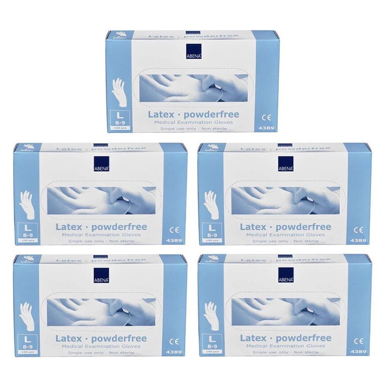 Abena, Beschermende Handschoenen, 5x Latexhandschuhe Powded Grösse L Weiss 100st (L)