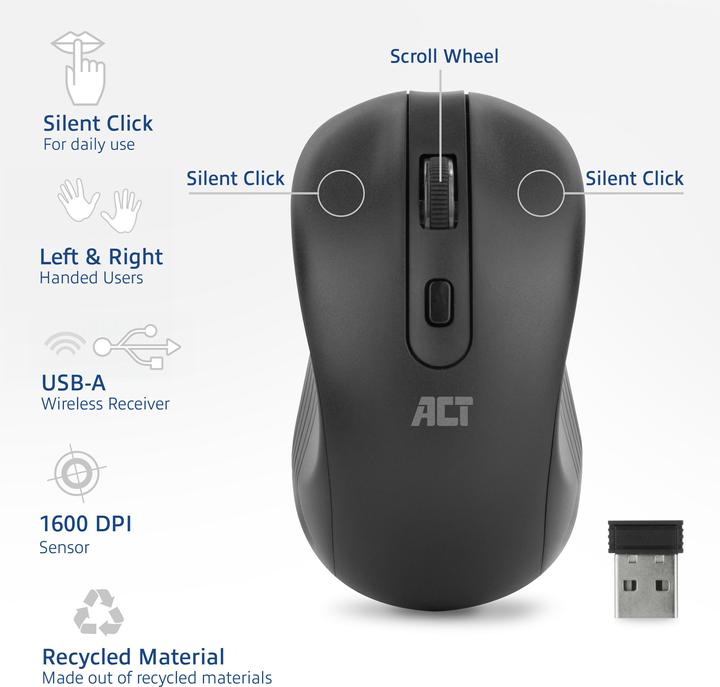 Actual product image ACT AC5105 Mouse Ambidextrous RF Wireless Optical 1000 DPI (Wireless)
