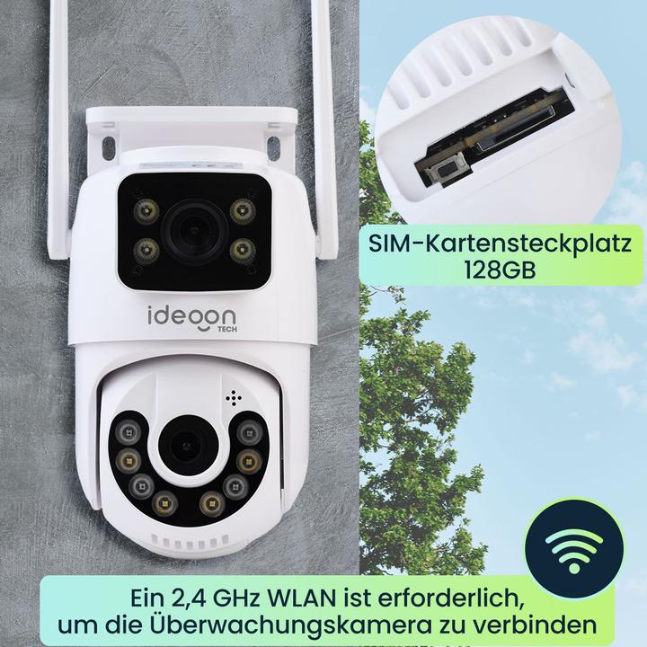 Produktbild Ideoon 2er-Set Dual Lens IP Outdoor-Überwachungskamera, 355° mit Nachtsicht und Gegensprechen